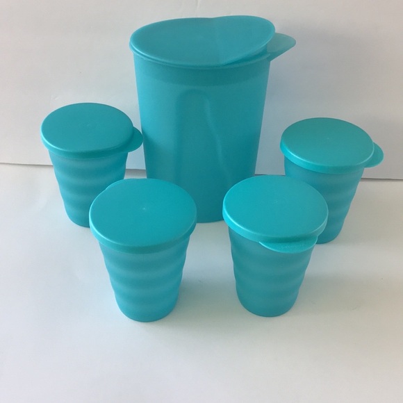 Tupperware Impressions Classic  Bowl  (4) & Jug (4) Tumbler Pink & Turquoise - Picture 3 of 8